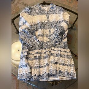 Tuckernuck Hyacinth House Elegant Blue and White Lace Dress